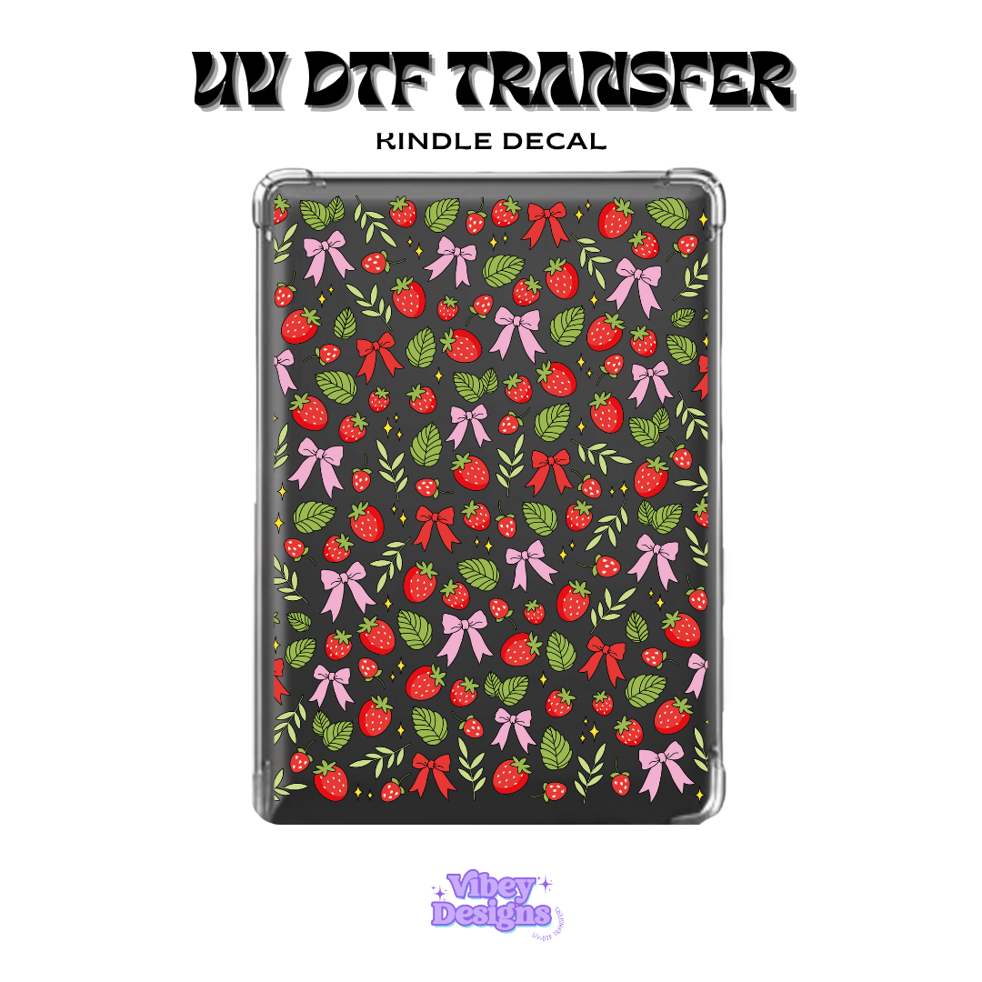 UV DTF Kindle Decal - Strawberry Garden