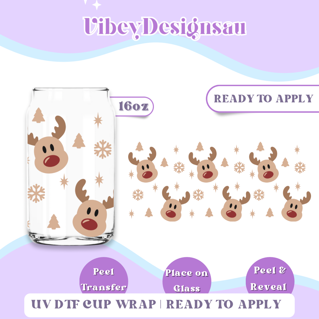 RTS 16OZ Cup Wrap - Cute Reindeer