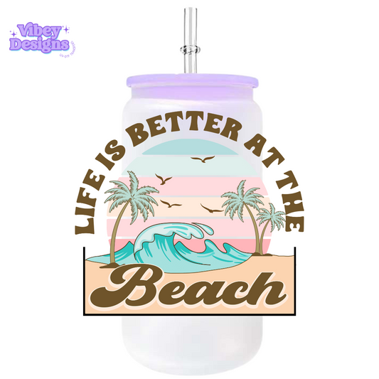 RTS UV-DTF Transfer for Bottle, Glass, Mug, Diary - Life is Better At the Beach