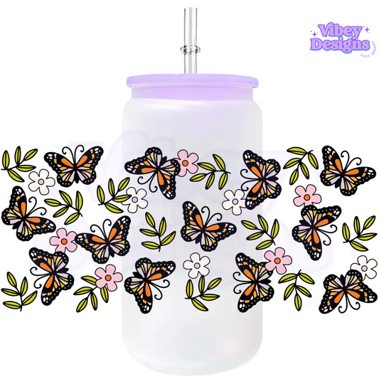 Uv Dtf Wrap For 16oz Libbey Glass - Spring Butterflies