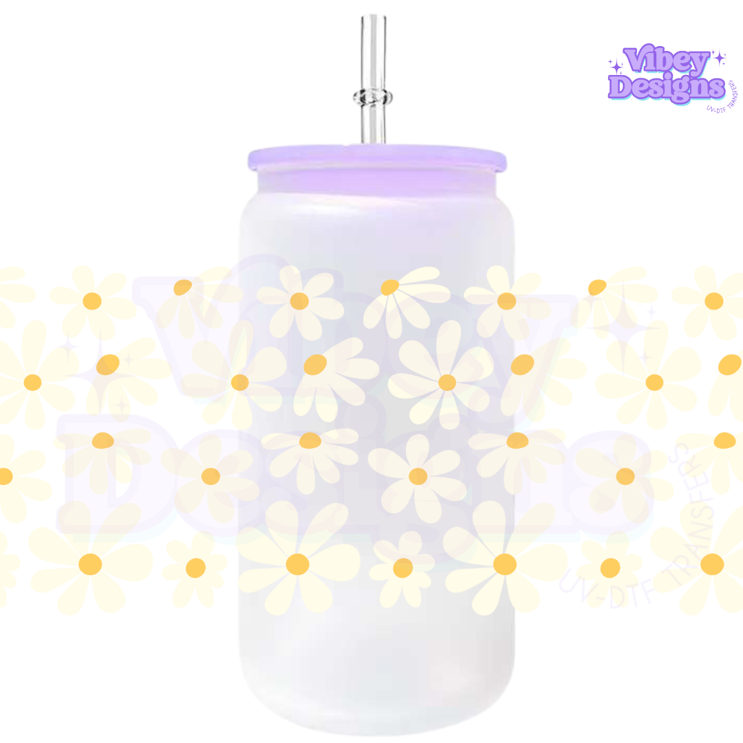 Uv Dtf Wrap For 16oz Libbey Glass - Spring Daisies