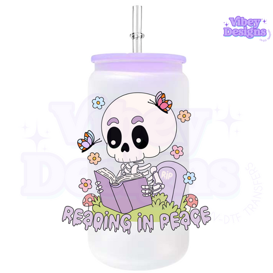 UV-DTF Transfer for Bottle, Glass, Mug, Diary - Reading In Peace