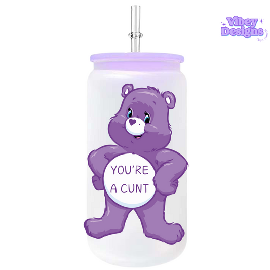 UV-DTF Transfer for Bottle, Glass, Mug, Diary - Purple Swear Bear