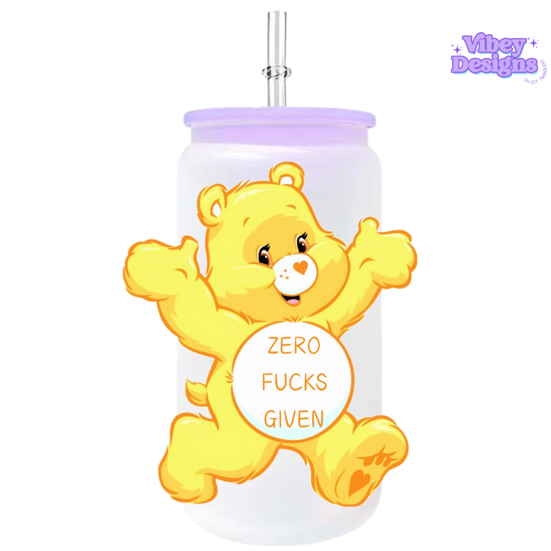 UV-DTF Transfer for Bottle, Glass, Mug, Diary - Yellow Swear Bear