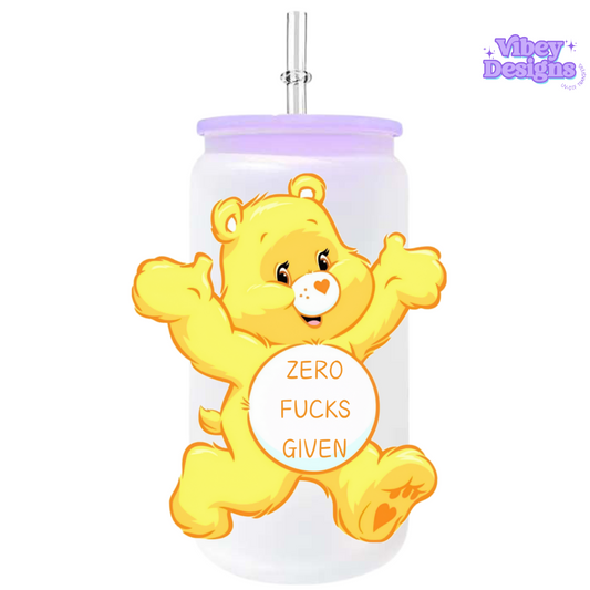 UV-DTF Transfer for Bottle, Glass, Mug, Diary - Yellow Swear Bear