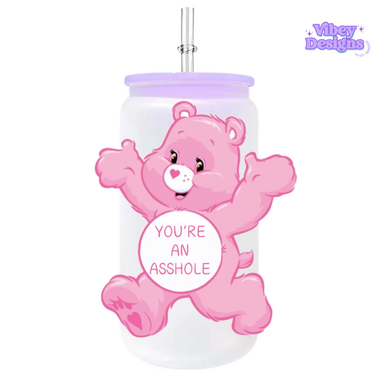 UV-DTF Transfer for Bottle, Glass, Mug, Diary - Pink Swear Bear