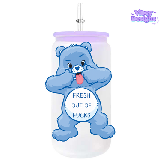 UV-DTF Transfer for Bottle, Glass, Mug, Diary - Blue Swear Bear