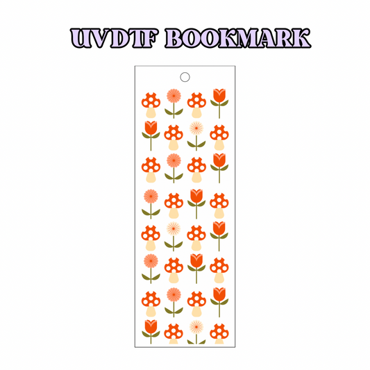 UV-DTF Bookmark Transfer - Red Tulips & Mushrooms