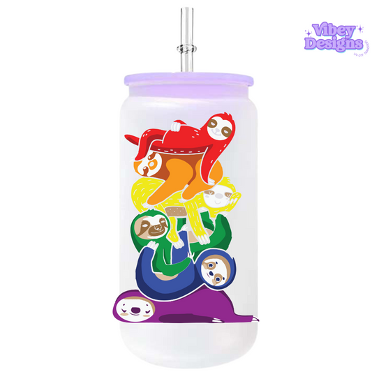 RTS UV-DTF Transfer for Bottle, Glass, Mug, Diary - Pride Sloths