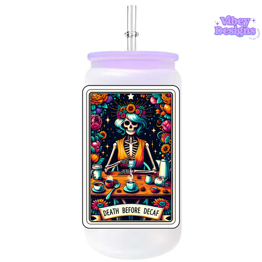 UV-DTF Transfer for Bottle, Glass, Mug, Diary - Death Before Decaf