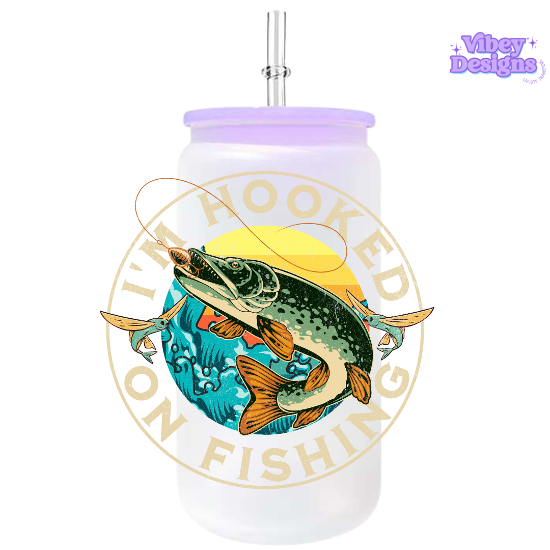 UV-DTF Transfer for Bottle, Glass, Mug, Diary - Hooked on fishing