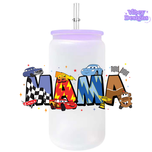 UV-DTF Transfer for Bottle, Glass, Mug, Diary - Mama Car Cartoon