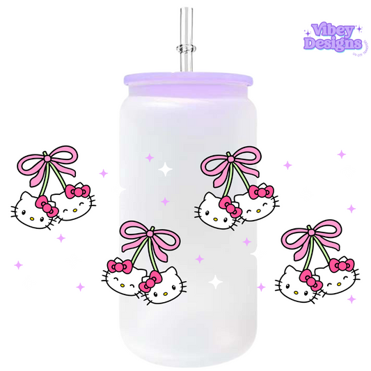 Uv Dtf Wrap For 16oz Libbey Glass - Kitty Cherries