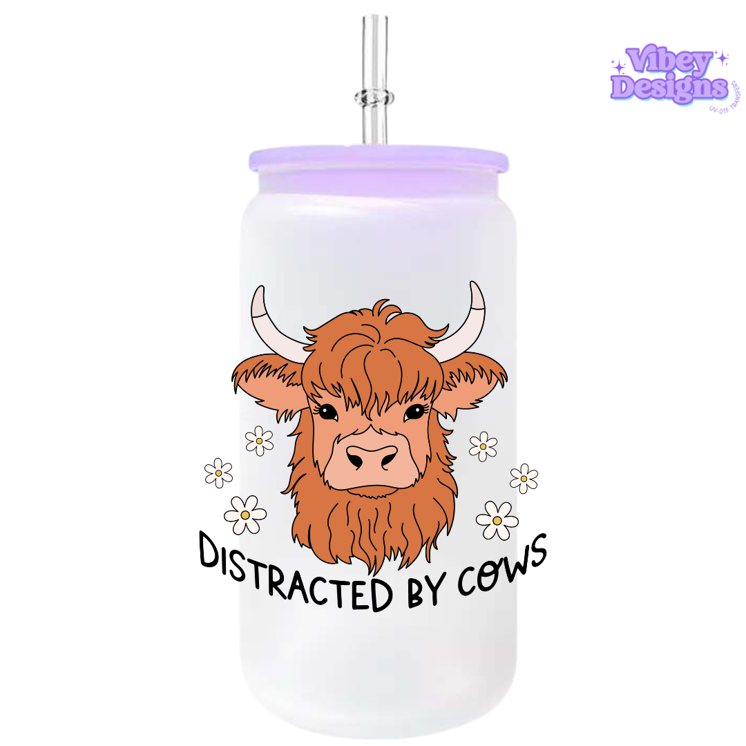 RTS UV-DTF Transfer for Bottle, Glass, Mug, Diary - Easily distracted by cows