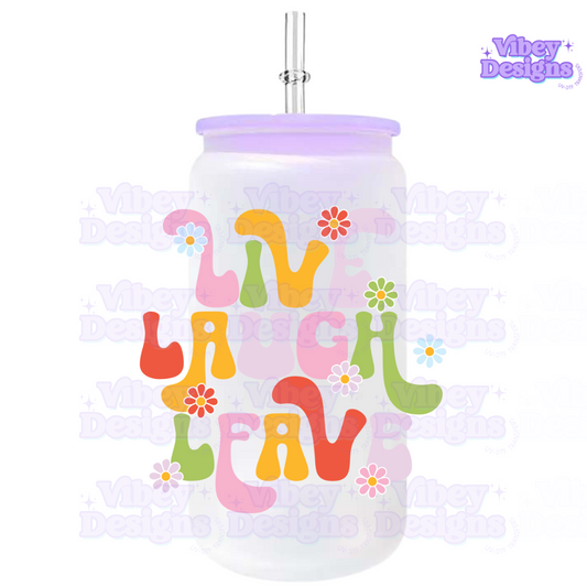 RTS UV-DTF Transfer for Bottle, Glass, Mug, Diary - Live, Laugh, Leave