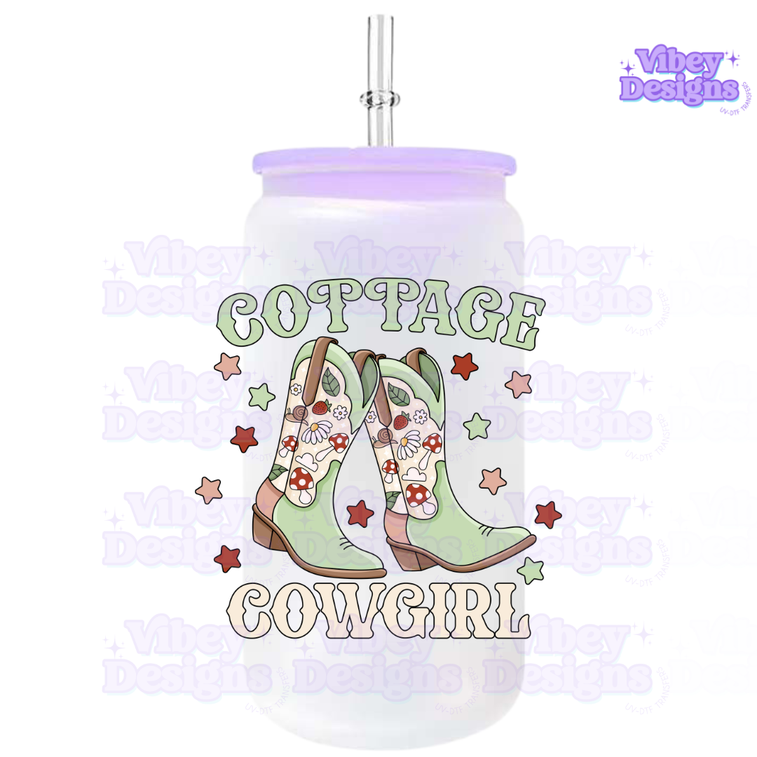 RTS UV-DTF Transfer for Bottle, Glass, Mug, Diary - Cottage Cowgirl