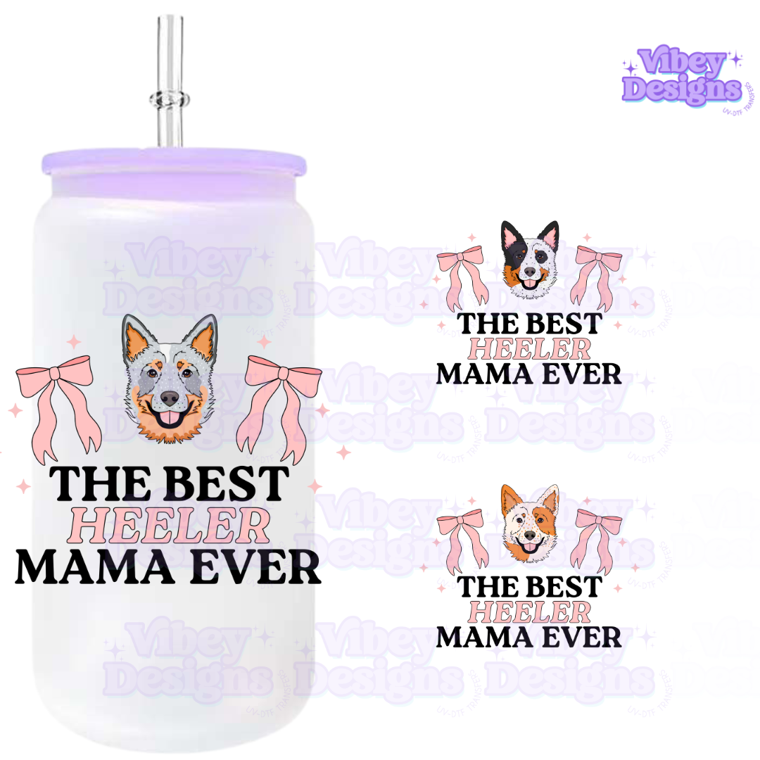 RTS UV-DTF Transfer for Bottle, Glass, Mug, Diary - Best Heeler Mama (3pack)