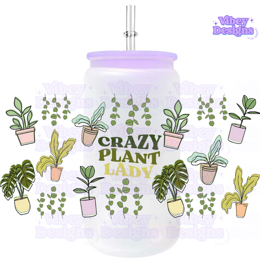 Uv Dtf Wrap For 16oz Libbey Glass - Crazy Plant Lady