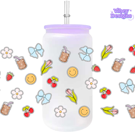 Uv Dtf Wrap For 16oz Libbey Glass - Spring Stickers