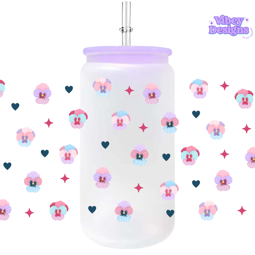 Uv Dtf Wrap For 16oz Libbey Glass - Pansy