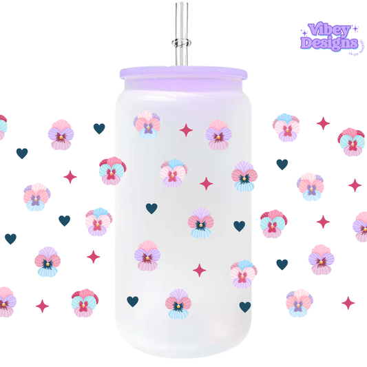 Uv Dtf Wrap For 16oz Libbey Glass - Pansy