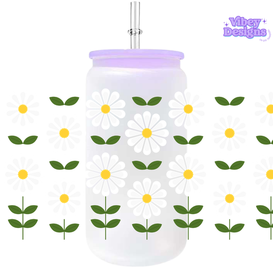 Uv Dtf Wrap For 16oz Libbey Glass - Tall Daisies