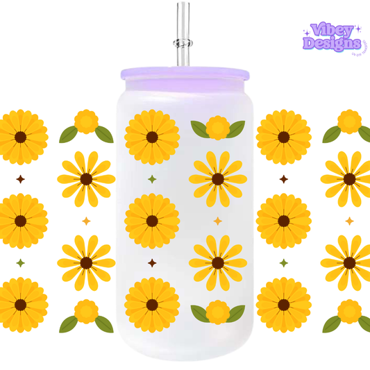 Uv Dtf Wrap For 16oz Libbey Glass - Sunflowers