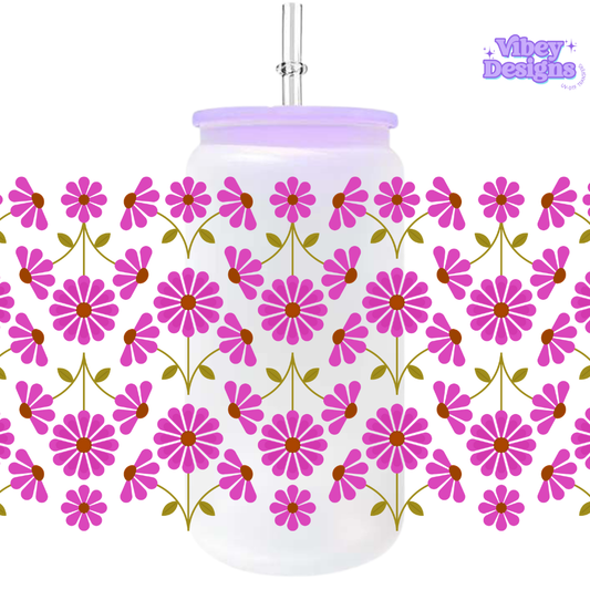 Uv Dtf Wrap For 16oz Libbey Glass - Wildflowers Purple