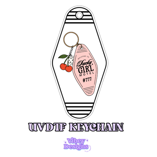 RTS Motel Keychain | Shot glass Decal - Lucky girl 777