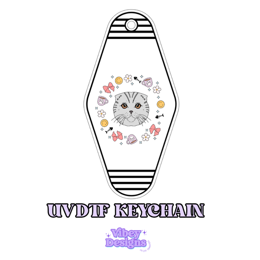 RTS Motel Keychain | Shot glass Decal - Cat & Flowers