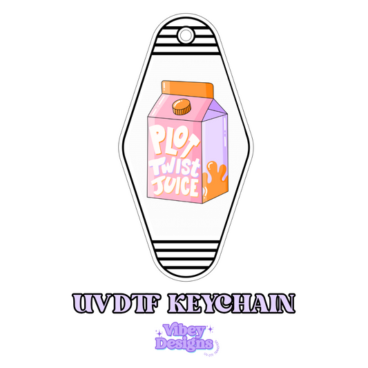 Plot Twist Juice UV DTF Keychain - Mystery Design, Permanent, Waterproof, No Weeding