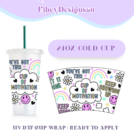 24oz Cold Cup Uv Dtf Wrap - Cup of Motivation