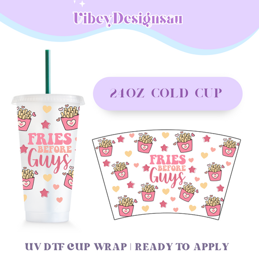 24oz Cold Cup Uv Dtf Wrap - Fries Before Guys