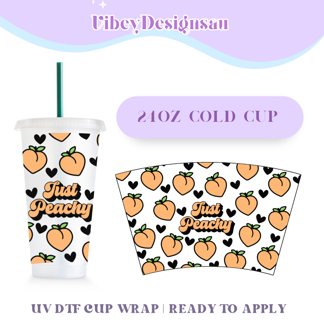 RTS 24oz Cold Cup Uv Dtf Wrap - Just Peachy