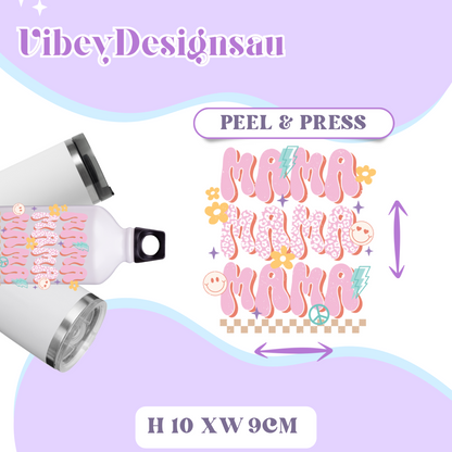 Uv Dtf Transfer for Bottle, Glass, Mug, Diary - Pink Mama Flowers