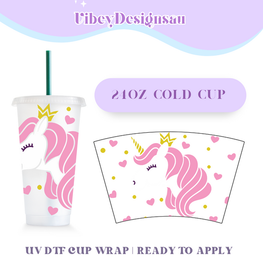 24oz Cold Cup Uv Dtf Wrap - Fabulous Unicorn