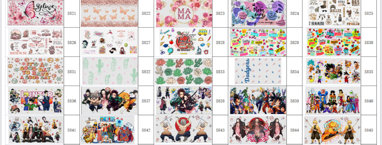 Designs 821 - 845
