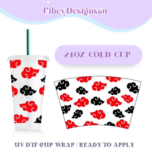 24oz Cold Cup Uv Dtf Wrap - Akatsuki Clouds