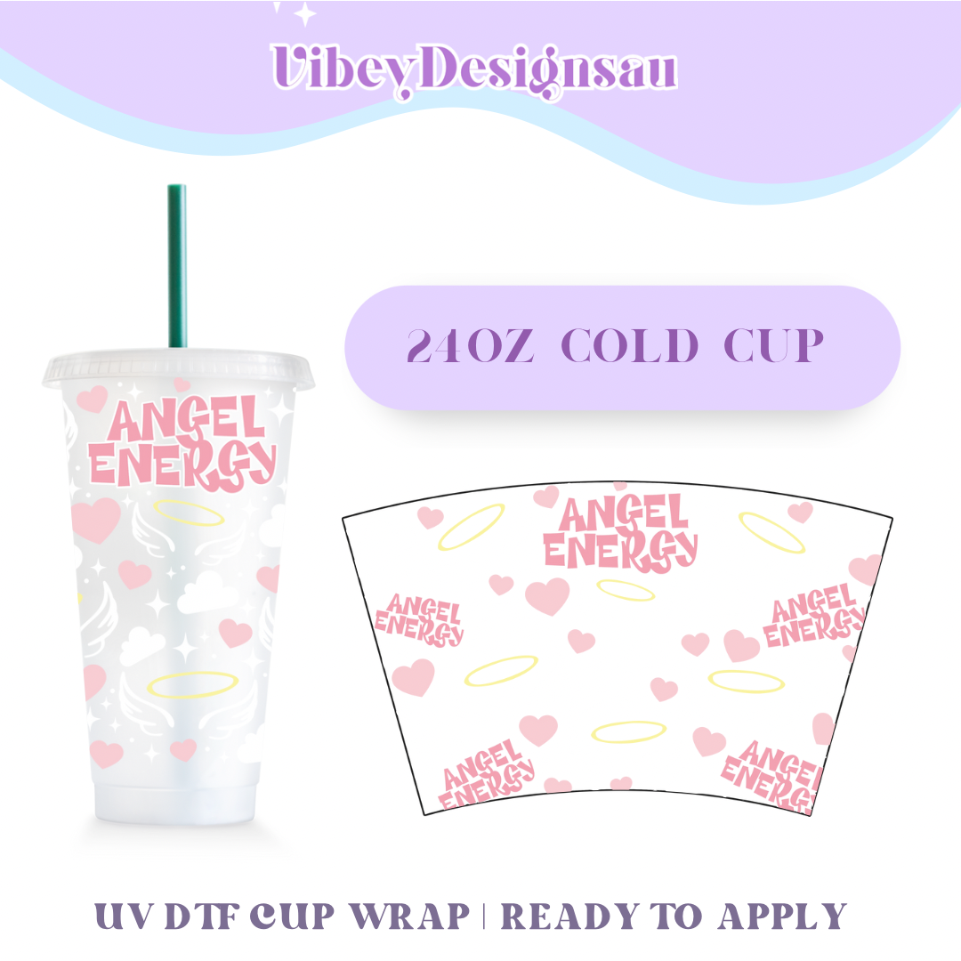 RTS 24oz Cold Cup Uv Dtf Wrap - Angel Energy