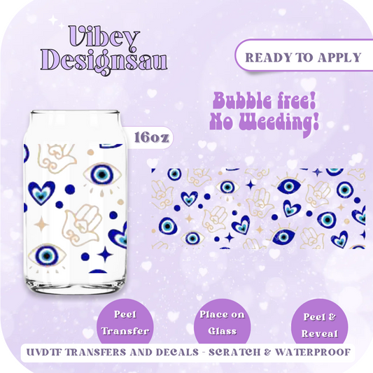 Uv Dtf Wrap for 16 oz Libbey Glass - Third eye Blue