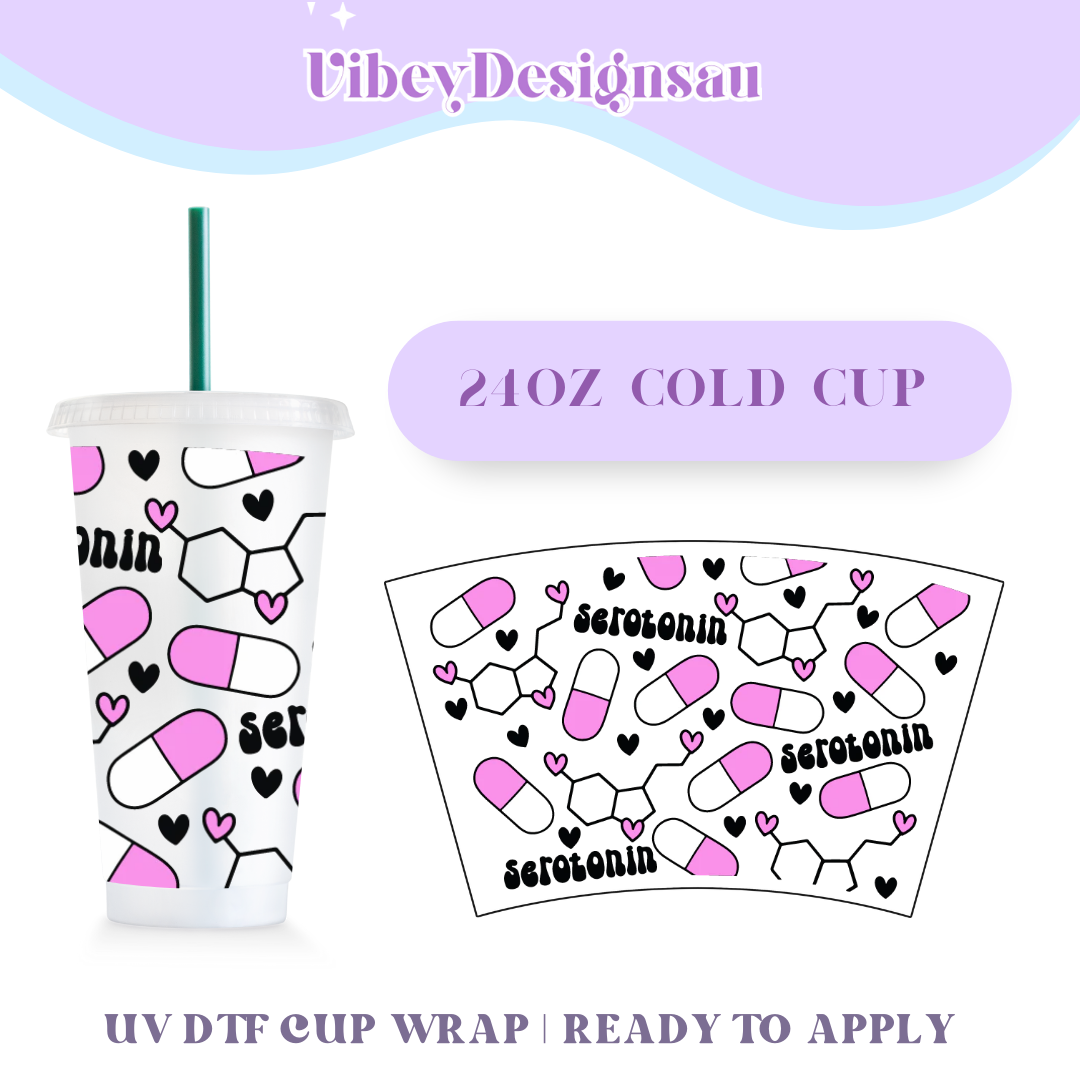 RTS 24oz Cold Cup Uv Dtf Wrap - Serotonin