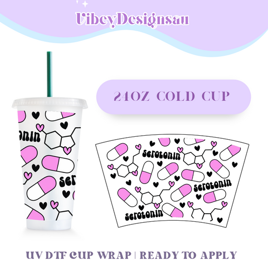 RTS 24oz Cold Cup Uv Dtf Wrap - Serotonin