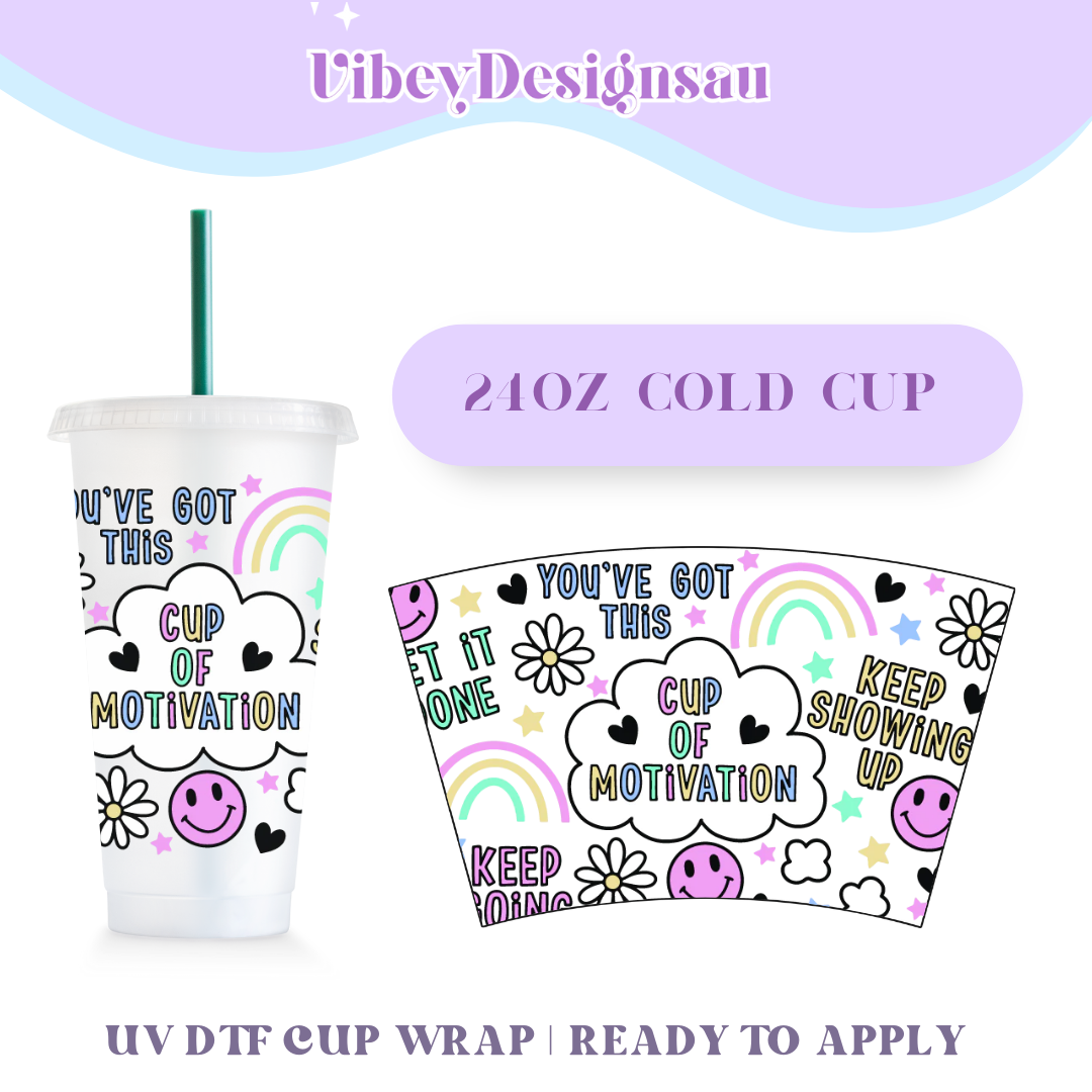 RTS 24oz Cold Cup Uv Dtf Wrap - Cup of Motivation