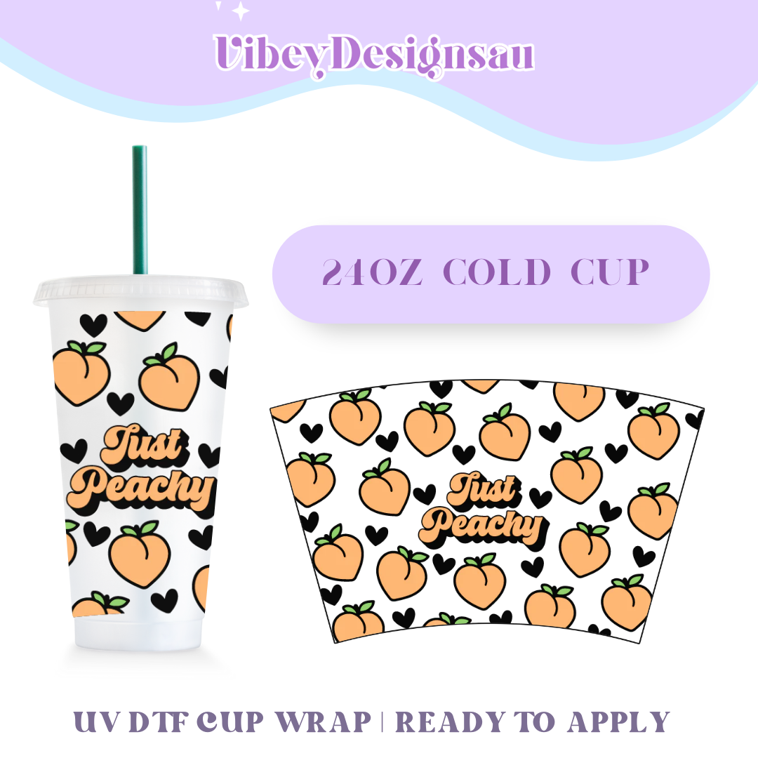 24oz Cold Cup Uv Dtf Wrap - Just Peachy – VibeyDesigns Au