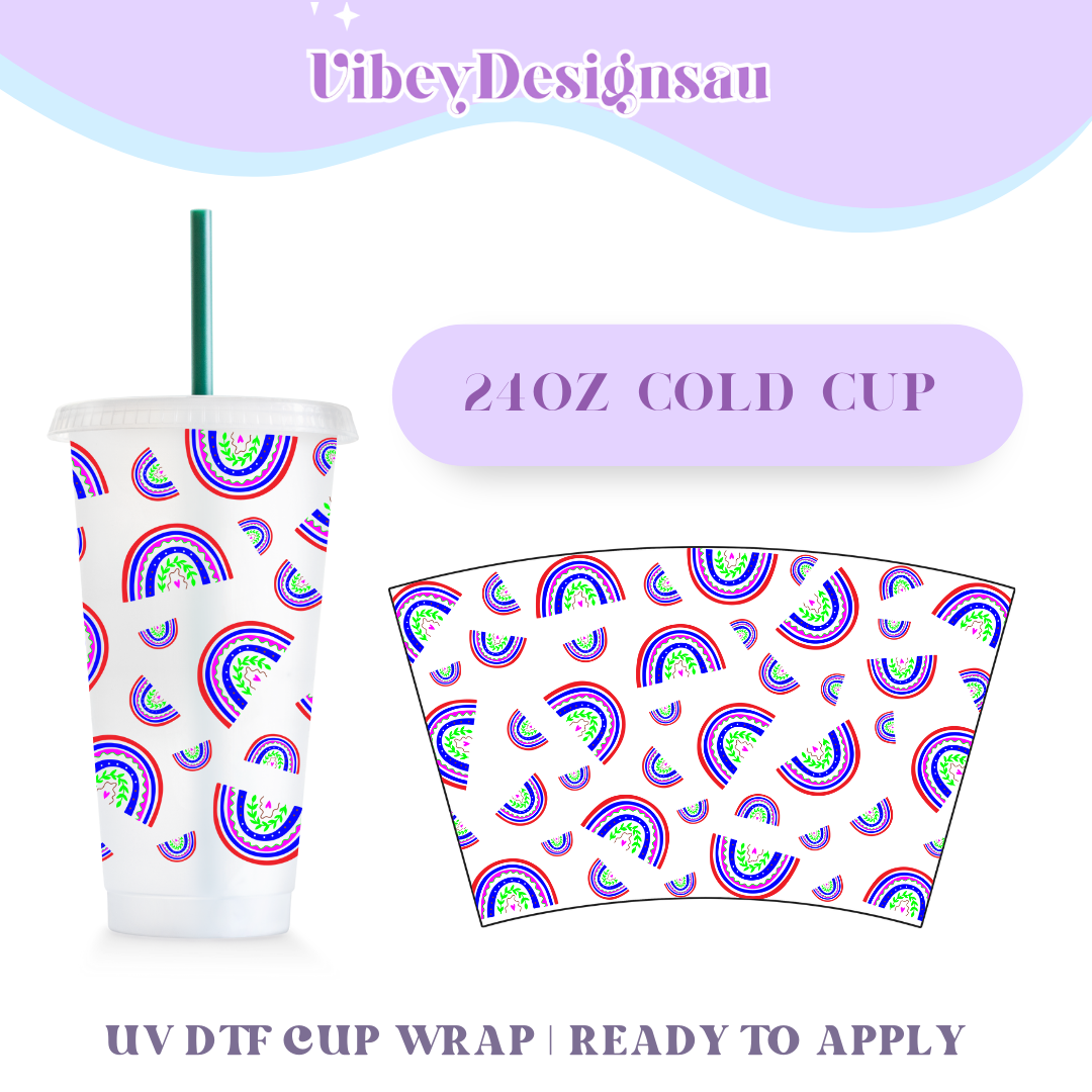 24oz Cold Cup Uv Dtf Wrap - Purple Rainbows – VibeyDesigns Au