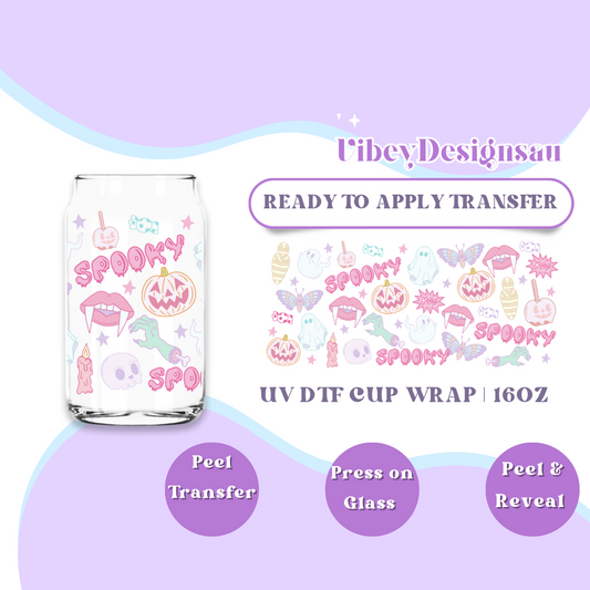 Uv Dtf Wrap for 16 oz Libbey Glass - Pastel Halloween