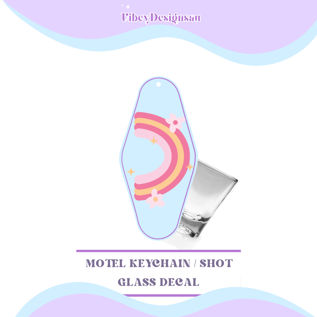 RTS Motel Keychain | Shotglass Decal - Boho rainbow