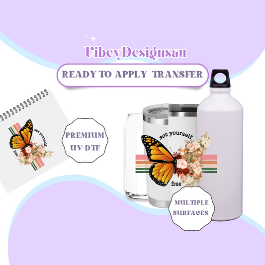 RTS UV-DTF Transfer for Bottle, Glass, Mug, Diary - Set Yourself Free