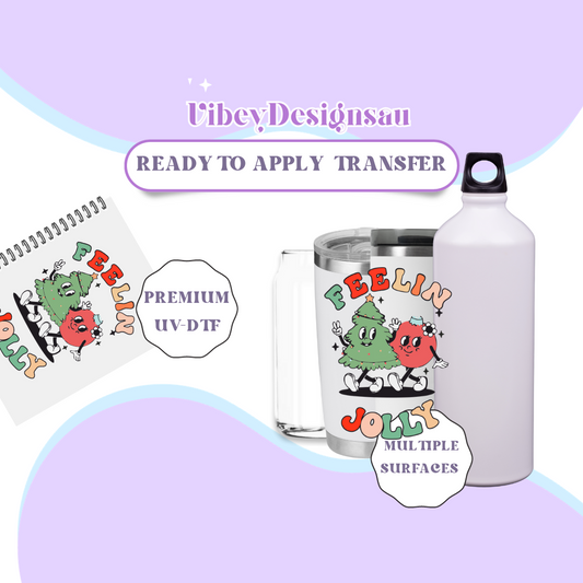 RTS UV-DTF Transfer for Bottle, Glass, Mug, Diary - Feeling Jolly