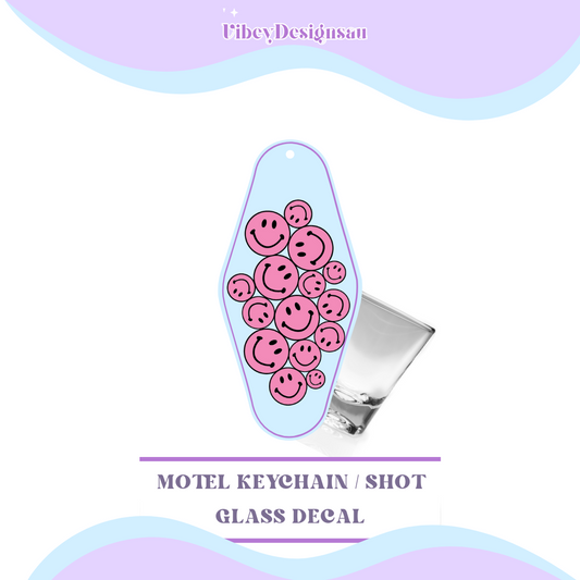 RTS Motel Keychain | Shotglass Decal - Pink smiley bunch